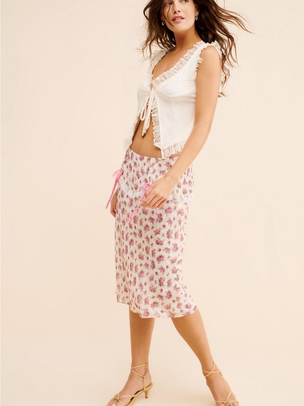 Free people X For Love Of Lemons Etienne Midi Skirt